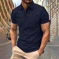 thumbnail image 1 of Coorders Mens Regular-Fit Polo Tops Short Sleeve, Casual Slim Button-Up Shirt, Navy, L, 1 of 4