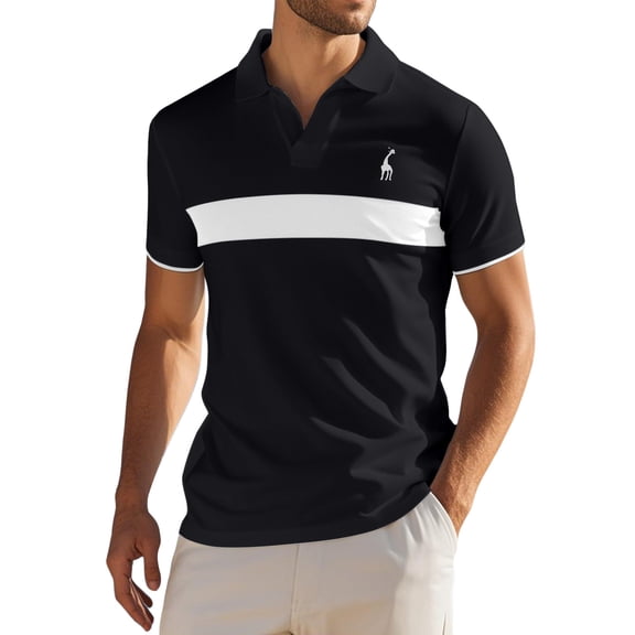 Coorders George Polos for Men Quick-Dry Athletic Mens Polo Shirts Short Sleeve Summer, Mens Golf Shirt, Black, Size L