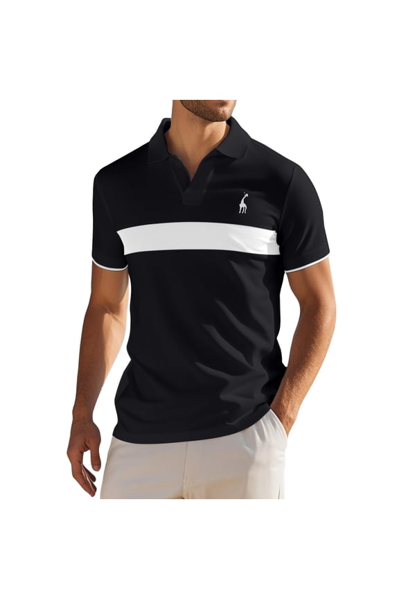 George Polos for Men Quick-Dry Athletic Mens Polo Shirts Short Sleeve Summer, Mens Golf Shirt, Black, Size L