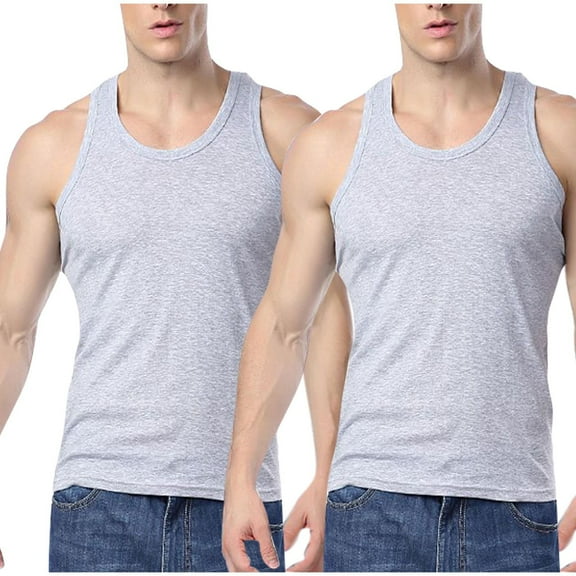 Coorders Men's Cotton Tank, Men's Assorted Undershirts,Gray&Gray,XL,2-Pack