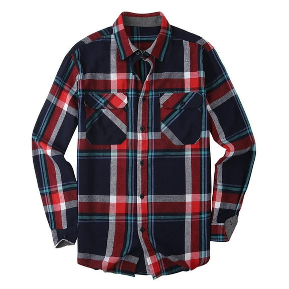 Coorders Hanes Men's and Big Men's Plaid Flannel Button Down Shirts, Long Sleeve, Sizes S-2XL