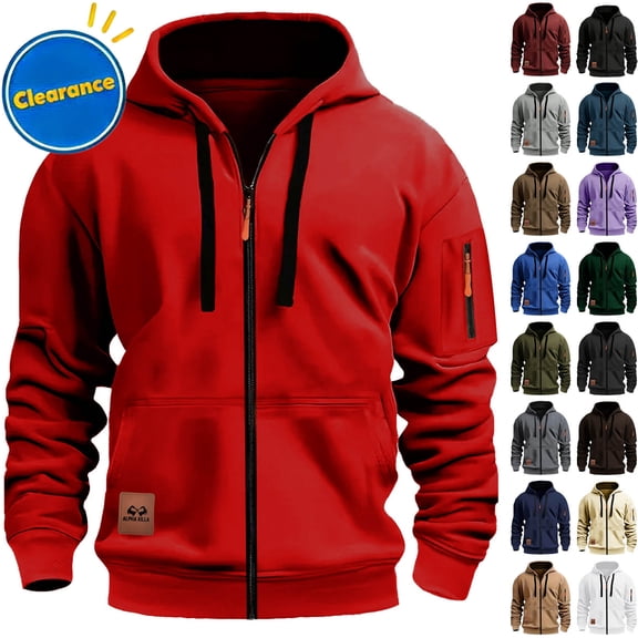 Coorders Men's Full-Zip Hoodie with Pockets, Men's Hooded Outwear Sweatshirt with Zipper ,Big and Tall Beige,Size XXL