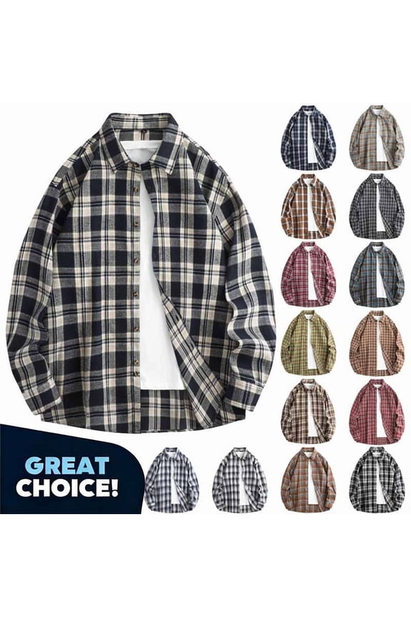 Men's Oversized Plaid Flannel Shirt,Mens Long Sleeves Button Down Tee ,Big and Tall Green,Size XL