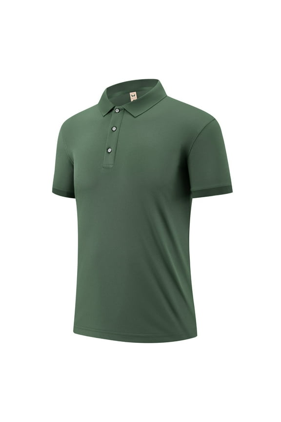 Men's Polos Shirts with Short Sleeve, Collared Shirts for Mens, Casual Golf Shirts Fit Tops,Big and Tall,Army Green,Size M