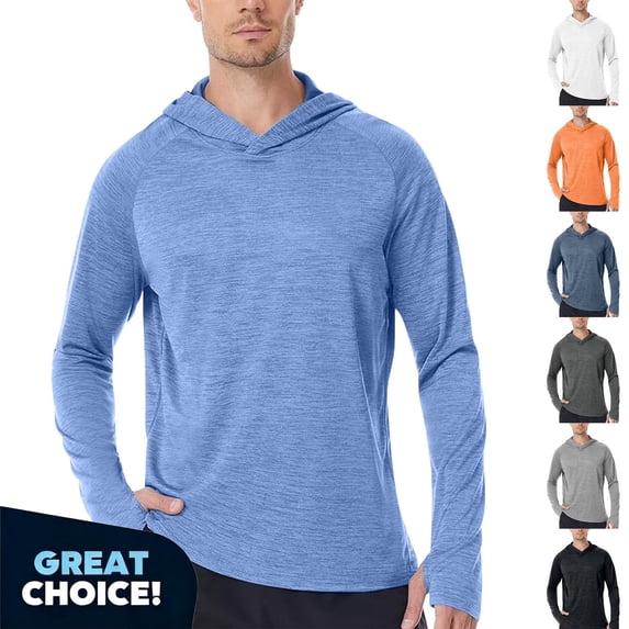 Coorders Men’s UPF50+ Sun Protection Hooded Long Sleeve Shirt, Lightweight Outdoor Shirts ,Big and Tall Navy,Size M