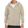 thumbnail image 1 of Coorders Mens Lightweight Fleece Jacket with Zipper,Full Zip Casual Hoodies With Pocket ,Big and Tall Beige,Size XXL, 1 of 6
