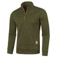 thumbnail image 1 of Coorders Mens Quarter Zip Pullover Tops with Long Sleeve, Pullover Men's 1/4-Zip Sweatshirt Outwear ,Big and Tall Army Green,Size L, 1 of 4