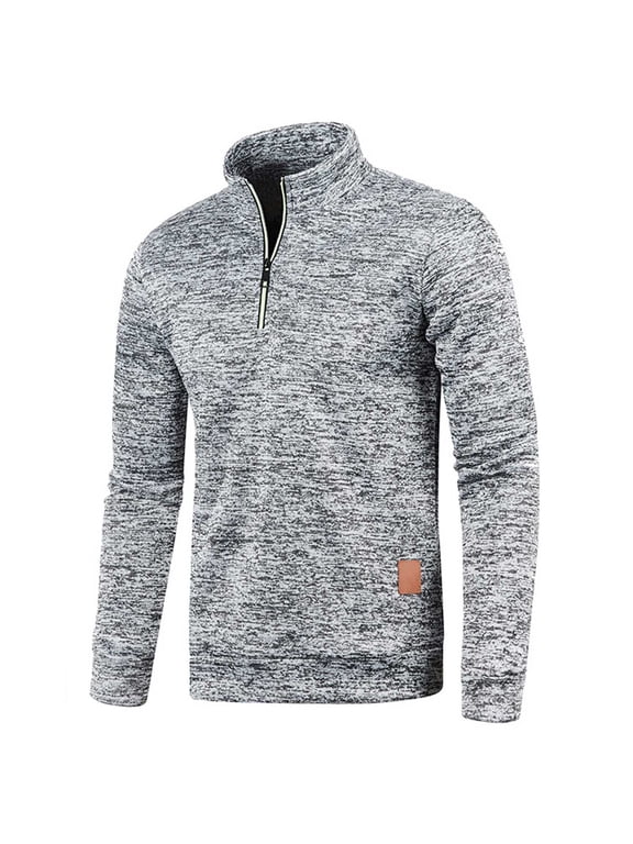 Coorders Mens Quarter Zip Pullover Tops with Long Sleeve, Pullover Men's 1/4-Zip Sweatshirt Outwear ,Big and Tall Gray,Size XXXL