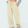 thumbnail image 1 of Coorders Women's Oversized Drawstring Fleece sweatpants, Women Elastic Waistband Fall Pants,Women's Size Beige,Size L, 1 of 6