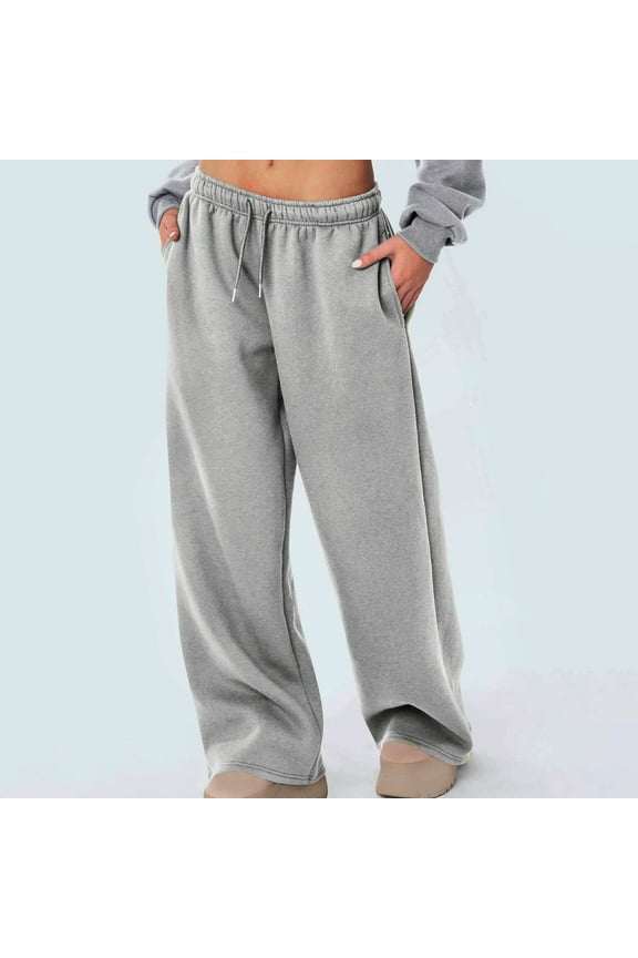Coorders Women's Oversized Drawstring Fleece sweatpants, Women Elastic Waistband Fall Pants,Women's Size Gray,Size L