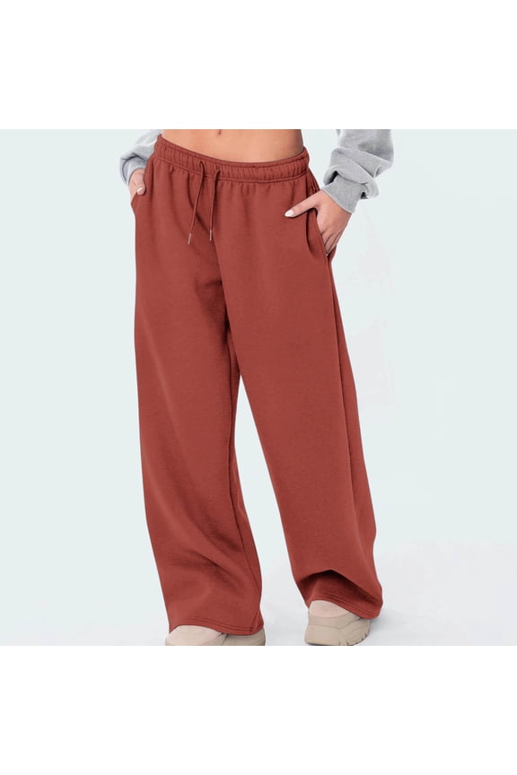 Coorders No Boundaries Women's Oversized Drawstring Fleece sweatpants, Women Elastic Waistband Fall Pants,Women's Size Orange,Size XL