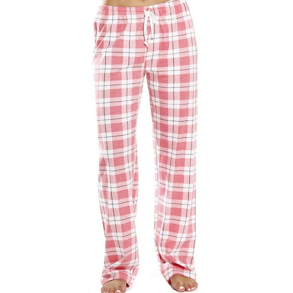 Coorders No Boundaries Women’s Plaid Sleepwear Fleece Pants，Stretch Womens Pj Pants with Drawstring,Plus Size Rose,Size M
