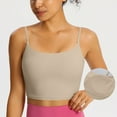 thumbnail image 1 of Coorders Womens Camisole Top with Built in Pads, Women's Strappy Stretch Sports Bra, Fitness Crop Tops for Teen Girl,Beige,Size S, 1 of 4