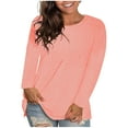 thumbnail image 1 of Coorders Womens Crewneck Tee with Long Sleeve, Women Basis Long Sleeve Tops Women's Fit Light Pink,Size XXXXL, 1 of 6