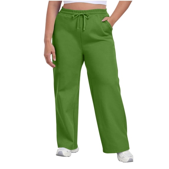 Coorders Womens Oversized Fleece Joggers with Pockets,Women's Plus Drawstring Sweat Pants,Women's Size Army Green,Size L