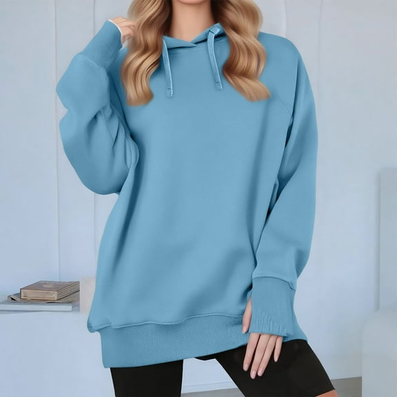 Coorders No Boundaries Womens Oversized Hoodies with Long Sleeve, Drawstring Fleece Hoodie Fall Winter Sweatshirt with Pocket ,Sky Blue,Size XL
