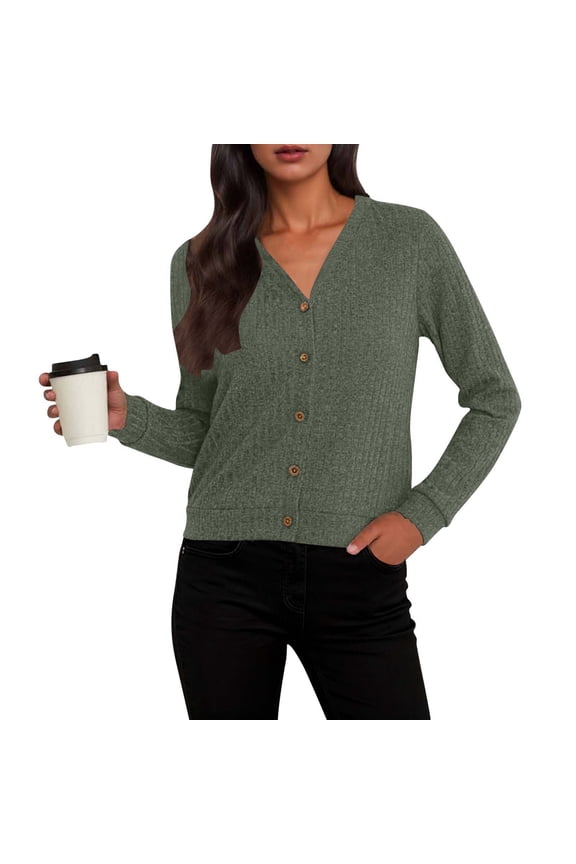 Coorders Womens Sweaters with Long Sleeve,Cardigan Knitted Open Bottom Down Front Lightweight Jackets ,Women's Plus Army Green,Size M