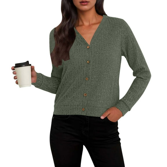 Coorders No Boundaries Womens Sweaters with Long Sleeve,Cardigan Knitted Open Bottom Down Front Lightweight Jackets ,Women's Plus Army Green,Size XL
