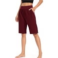 thumbnail image 1 of Coorders No Bunderies Womens High Waist Fitness Shorts, Ladies Oversized Casual Shorts for Summer, Wine, Size M, 1 of 7
