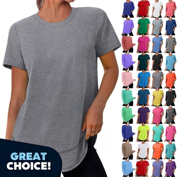Coorders Women's Athletic Shirts,Womens Crew Neck Casual Quick Dry Wicking Moisture Running T-Shirts, Women's and Women's Plus Black,Size S-3XL