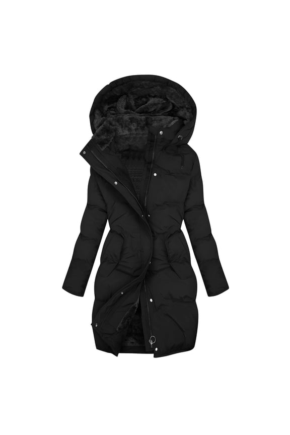 Coorders Women's Heavyweight Winter Jacket with Hooded, Snow Water Repellent Outwear Puffer Jacket Coat ,Women's Plus Black,Size XXXL