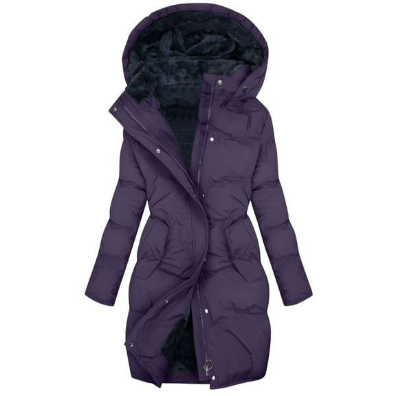 Coorders Women's Heavyweight Winter Jacket with Hooded, Snow Water Repellent Outwear Puffer Jacket Coat ,Women's Plus Dark Purple,Size XXL