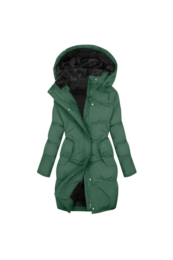 Coorders Women's Heavyweight Winter Jacket with Hooded, Snow Water Repellent Outwear Puffer Jacket Coat ,Women's Plus Green,Size XXXXXL