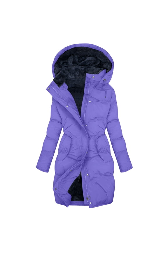 Coorders Women's Heavyweight Winter Jacket with Hooded, Snow Water Repellent Outwear Puffer Jacket Coat ,Women's Plus Purple,Size XXXL