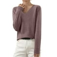 thumbnail image 1 of Coorders Women's Lightweight Soft Knit V Neck Sweater, Women's Fine Gauge Pullover Sweater ,Women's Plus Purple,Size S, 1 of 5