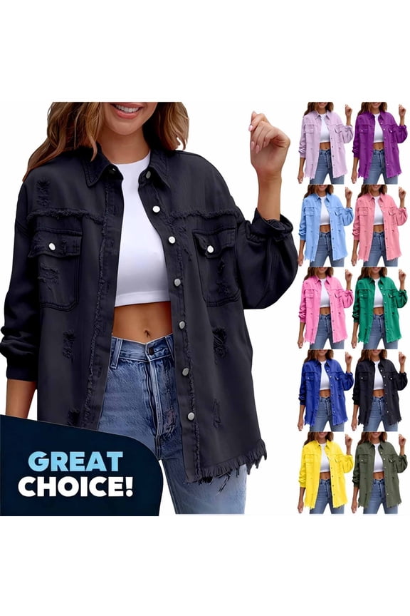 Coorders Women's Midweight Denim Jackets with Pockets, Womens Fit Button Down Jean Jacket Shacket Coat ,Women's Plus Sky Blue,Size XL