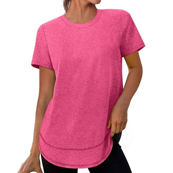 Coorders Women's Short Sleeve Quick Dry T-Shirts, Wicking Moisture Workout Athletic Running Shirts ,Hot PinkSize, S