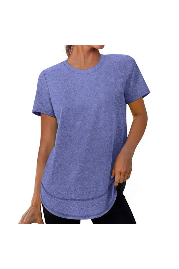 Women's Short Sleeve Quick Dry T-Shirts, Wicking Moisture Workout Athletic Running Shirts ,PurpleSize, S