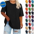 thumbnail image 1 of Coorders Women's Short Sleeves Crewneck Tee, Crew Neck Short Sleeve Baggy Loose Tops Oversize Tees Color Assorted, Plus Gray, Sizes XL-XXXXXL, 1 of 6