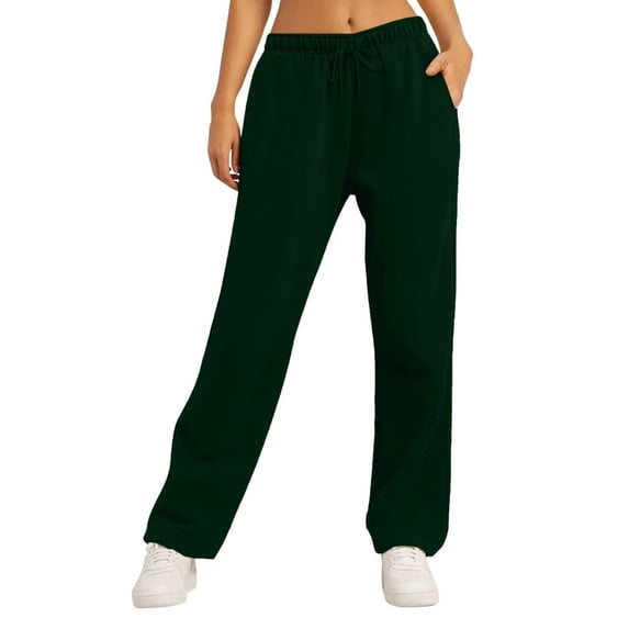 Coorders Womens Drawstring Fleece Joggers with Pockets,Oversized High Waist Comfy Sweatpants ,Women's Size Army Green,Size S