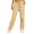thumbnail image 1 of Coorders Womens Drawstring Fleece Joggers with Pockets,Oversized High Waist Comfy Sweatpants ,Women's Size Khaki,Size L, 1 of 5