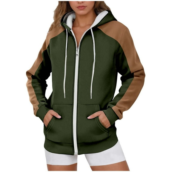 Coorders Womens Fleece Full Zip Hoodie, Unisex Sherpa Heavyweight Warm Sweatshirt Jacket with Pockets ,Plus Army Green,Size XXXL