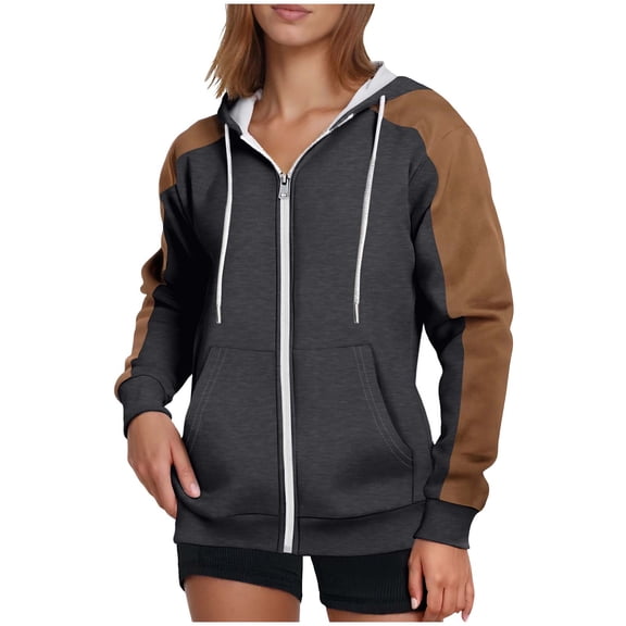 Coorders Womens Fleece Full Zip Hoodie, Unisex Sherpa Heavyweight Warm Sweatshirt Jacket with Pockets ,Plus Dark Gray,Size XXL