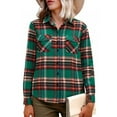 thumbnail image 1 of Coorders Womens Open Front Cardigan Plaid Flannel Shirt with Long Sleeve,Long Sleeves Business Button Down Business Work Shirt Dressy Casual Collared Tops,Black,Size XXL, 1 of 5