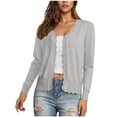 thumbnail image 1 of Coorders Womens Sweaters with Long Sleeve,Cardigan Knitted Open Bottom Down Front Lightweight Jackets ,Women's Plus Gray,Size M, 1 of 7