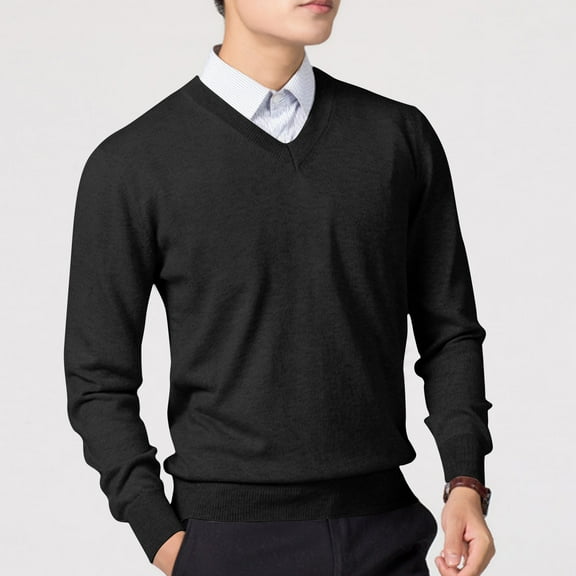 Coorders hanes Men's Adult Crewneck Sweater, Mens Pullover Sweater Soft Lightweight Casual Classic Crewneck Knitwear Sweaters Black,L