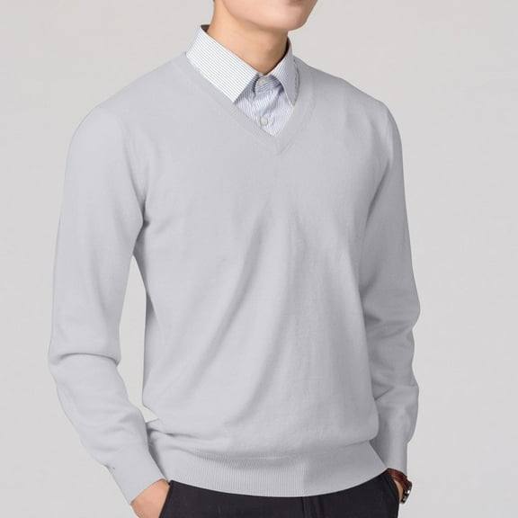 Coorders hanes Men's Crewneck Sweater, Mens Pullover Sweater Soft Lightweight Casual Classic Crewneck Knitwear Sweaters Gray,L