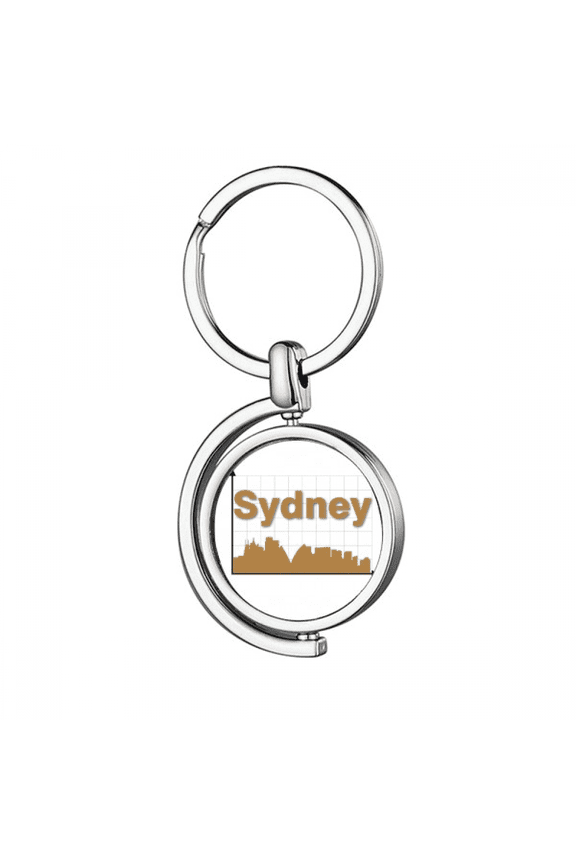 Coordinate Outline City Sydney Rotating Keychain Metal Keyring Holder