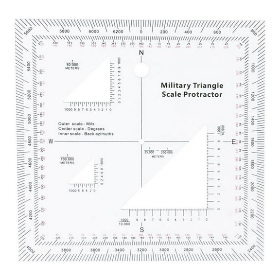 Coordinate Scale Practical Transparent Topographical Map Scale Navigation Protractor