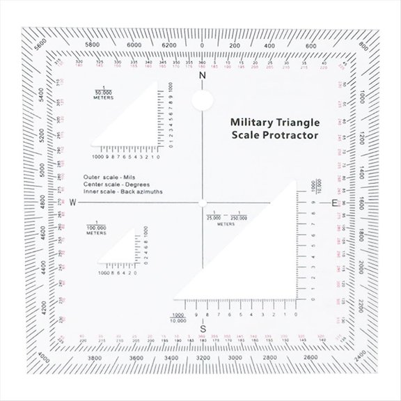 Coordinate Scale Practical Transparent Topographical Map Scale Navigation Protractor