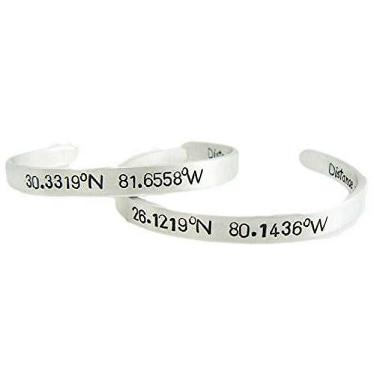 Coordinates Bracelets GPS Set Hand Stamped 1/4