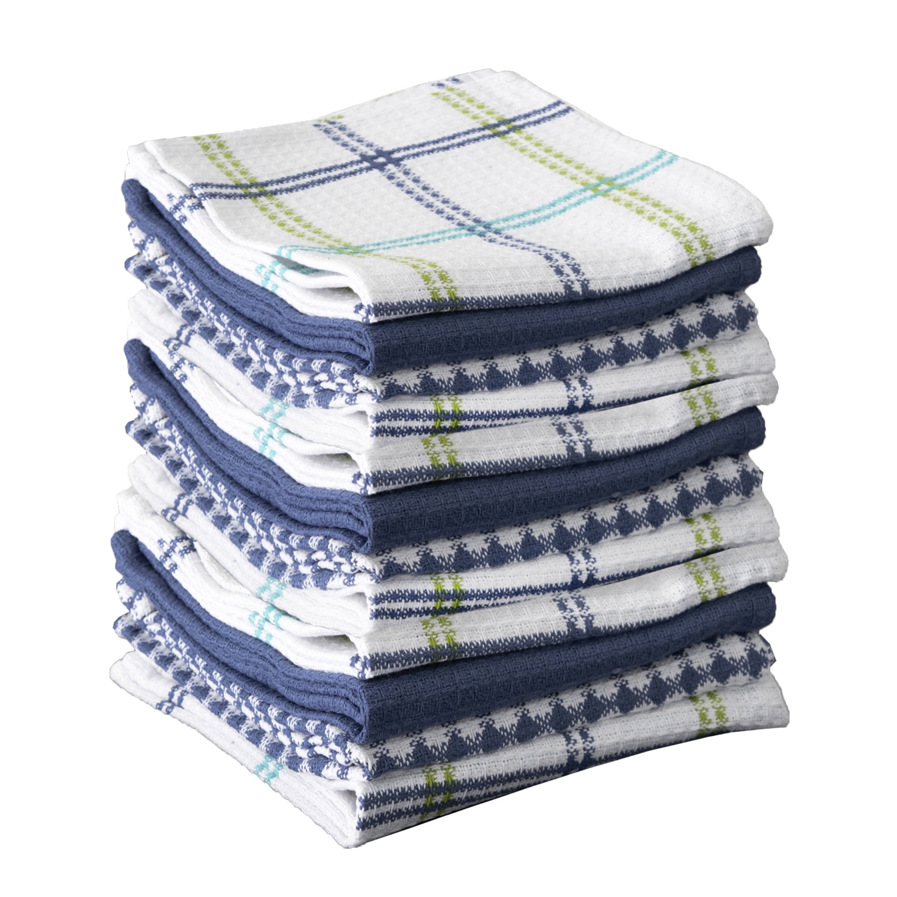 Cool Blue and White Cotton Waffle Dish Cloth Set