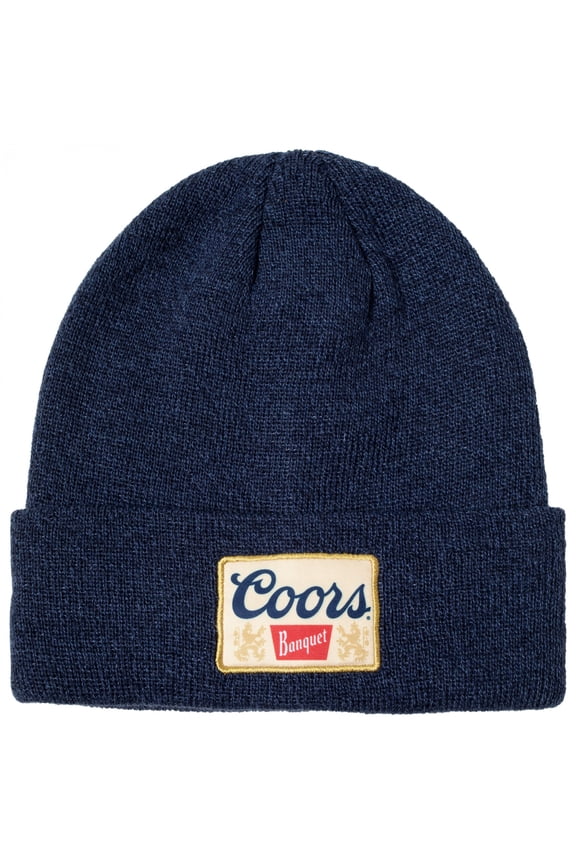 Banquet Beer Square Label Patch Knit Cuff Beanie