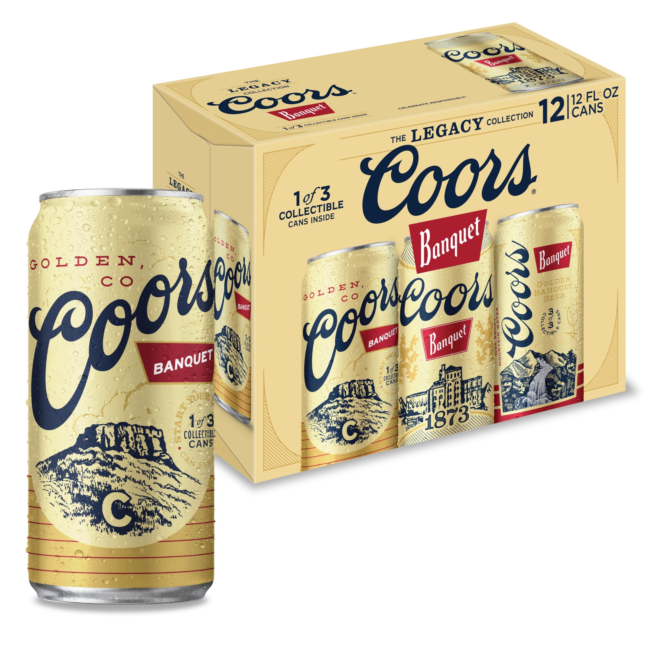 Coors Banquet American Lager Beer, 12 Pack, 12 fl oz Aluminum Cans, 5.0% ABV