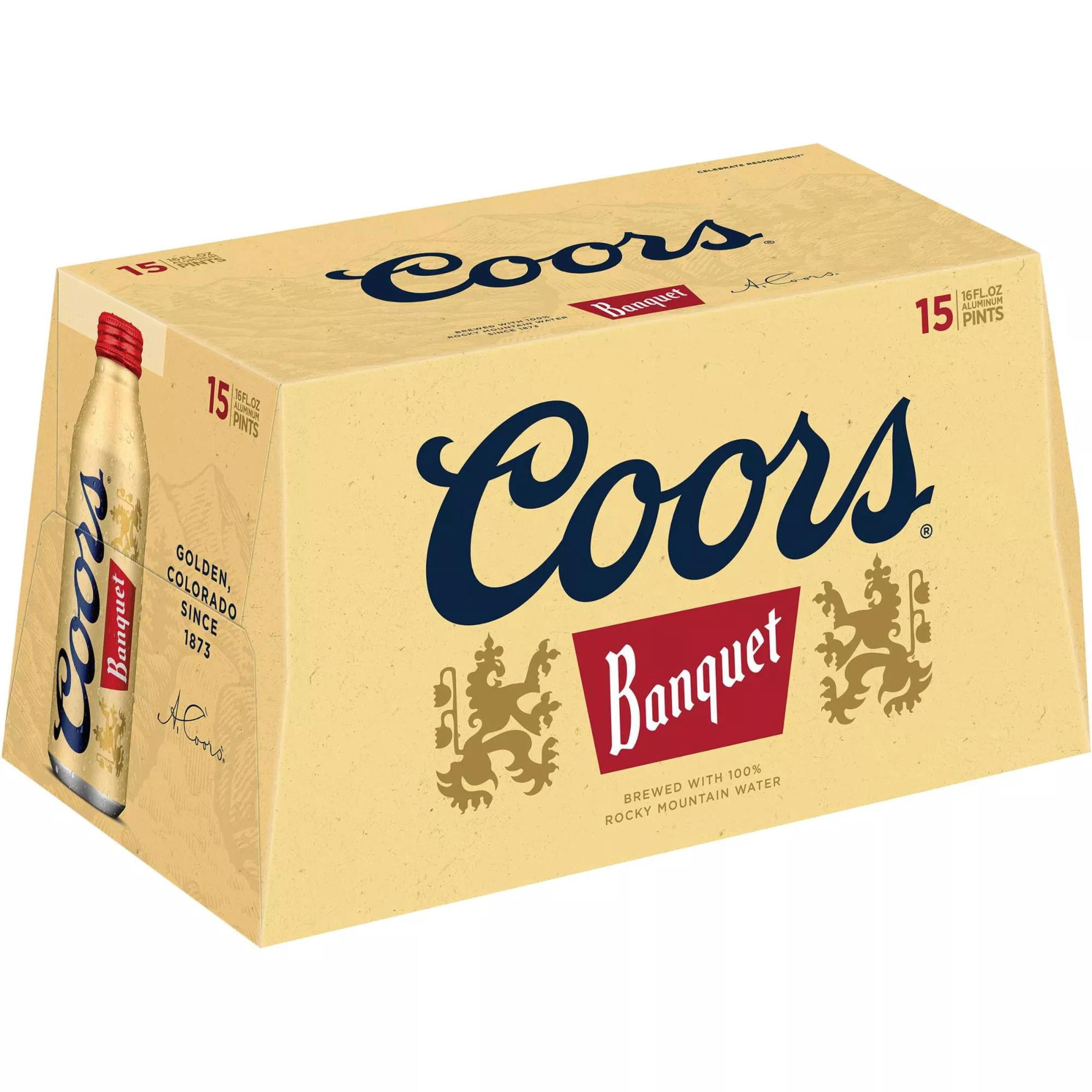 Coors Banquet American Beer, 15 Pack, 16 fl oz Aluminum Bottles, 5% ABV