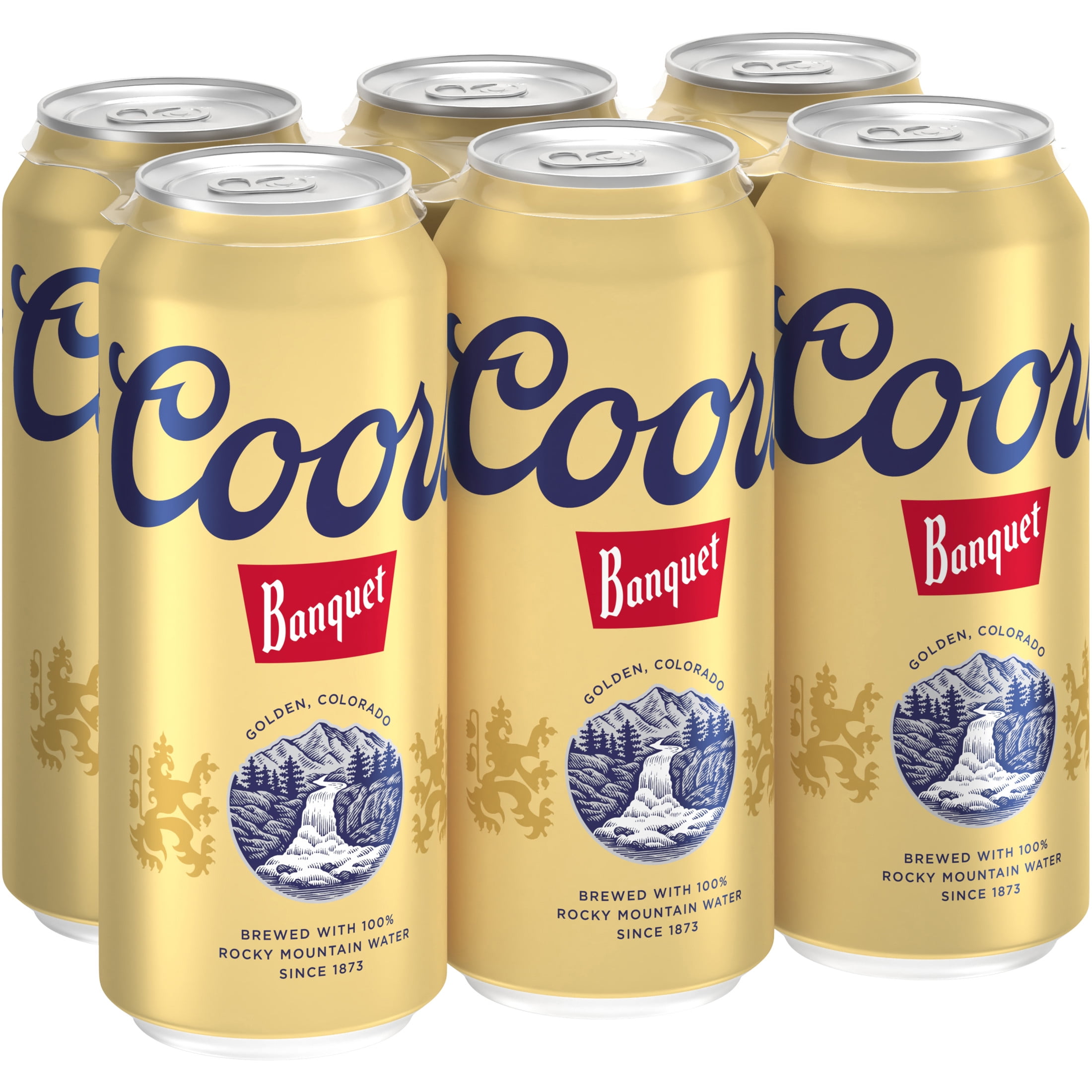 Coors Banquet American Lager Beer, 6 Pack, 16 fl oz Aluminum Cans, 5.0% ABV